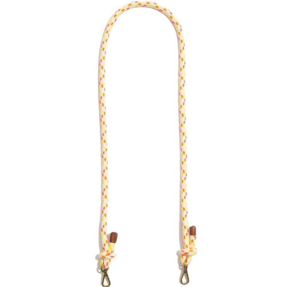 Madewell crossbody bag strap in white with bright yellow and orange pattern